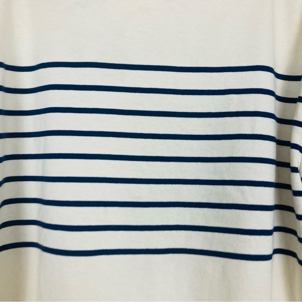 J. Crew white and navy Breton striped long sleeve cropped sailor top. Medium - Picture 5 of 8
